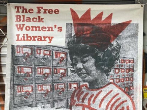 poster of woman in red crown with words, The Free Black Women's Library